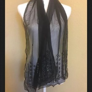 Women’s Evening Sheer Black Shawl Scarf
